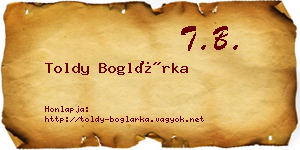 Toldy Boglárka névjegykártya